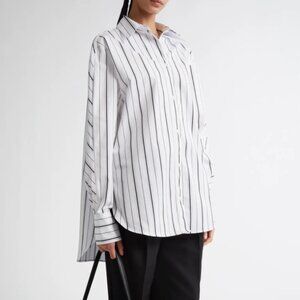 TOTEME Oversize Stripe Organic Cotton Poplin Button-Up Shirt